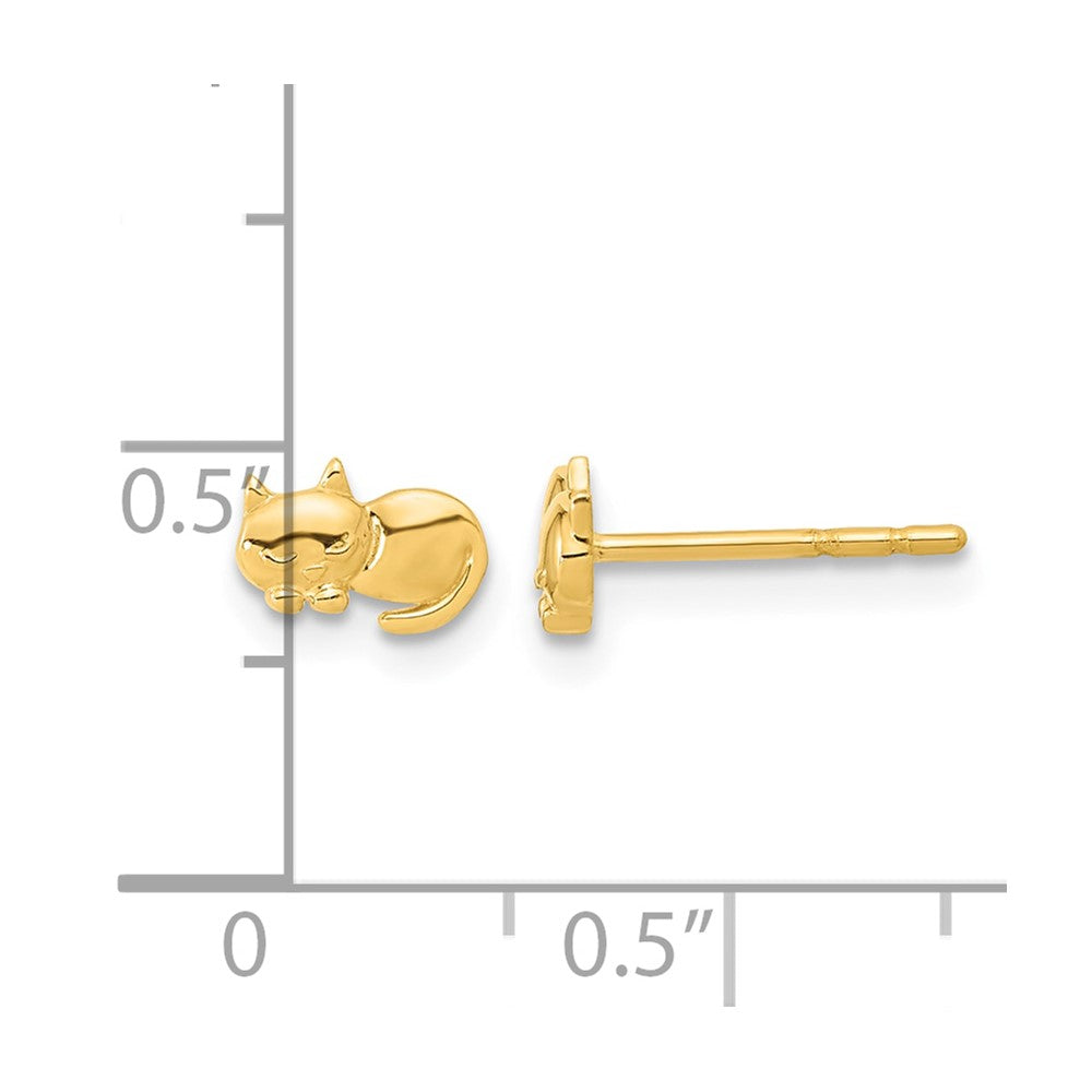 14K Polished Cat Post Earrings