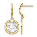 14K Polished White Rhodium Earth Dangle Earrings