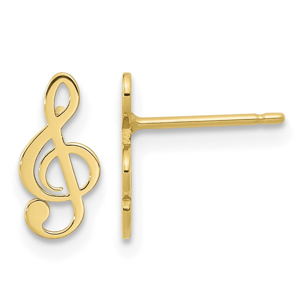 14K Polished Treble Clef Note Post Earrings