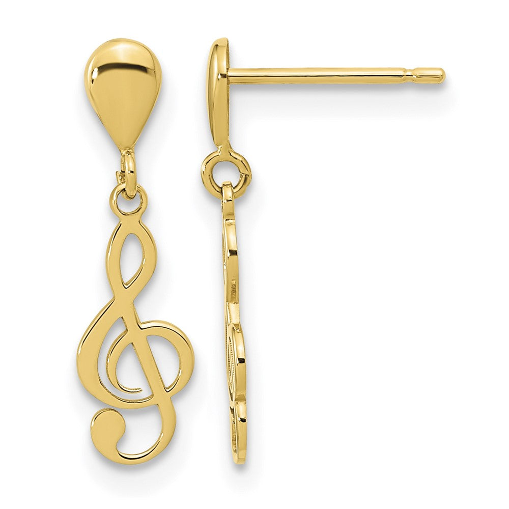 14K Polished Treble Clef Dangle Earrings