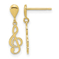 14K Polished Treble Clef Dangle Earrings