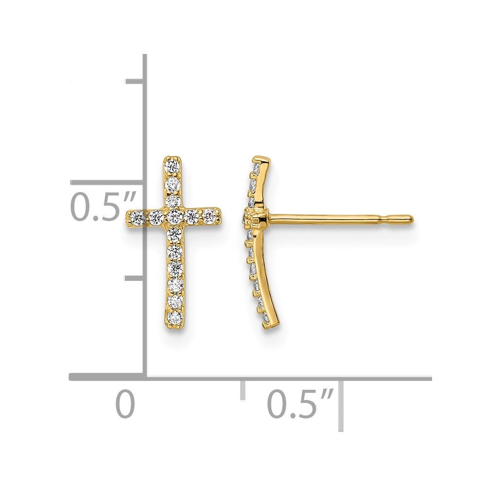 14k CZ Cross Post Earrings