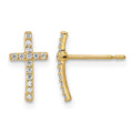 14k CZ Cross Post Earrings