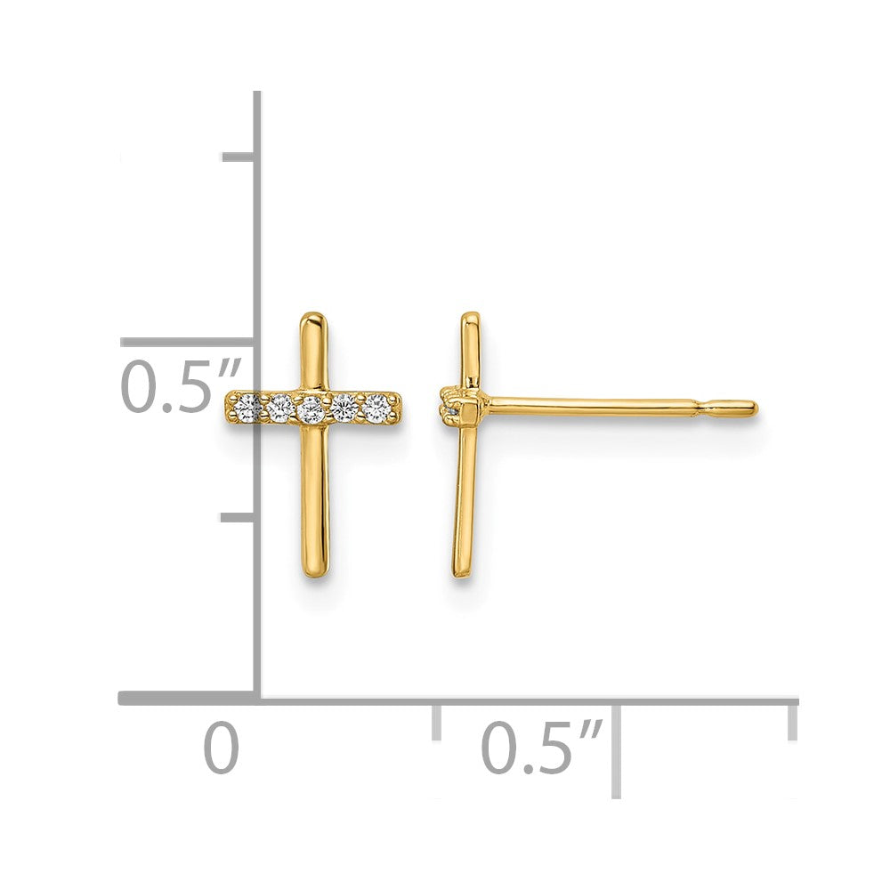 14k CZ Cross Post Earrings