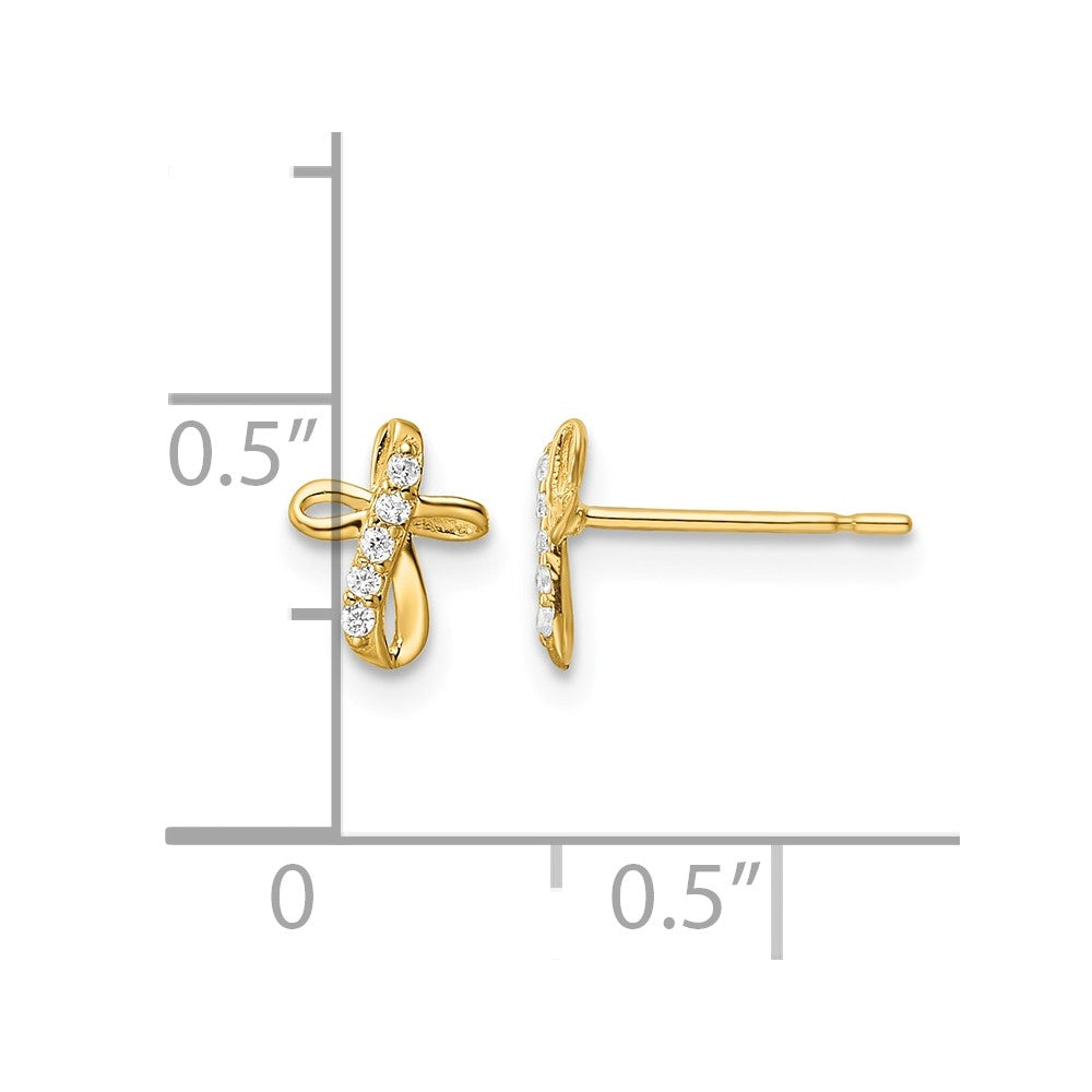 14k CZ Cross Post Earrings
