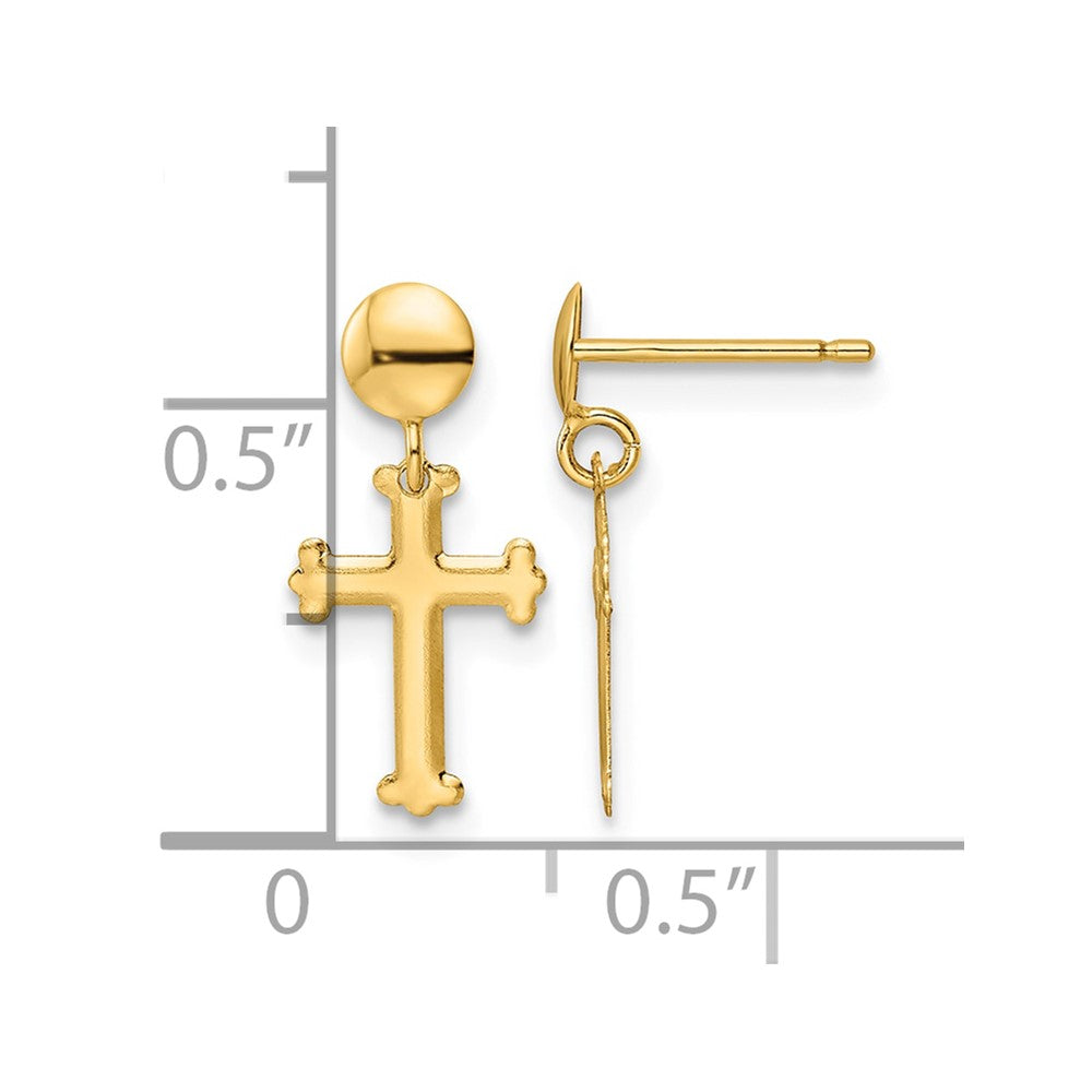 14K Polished Cross Post Dangle Earrings