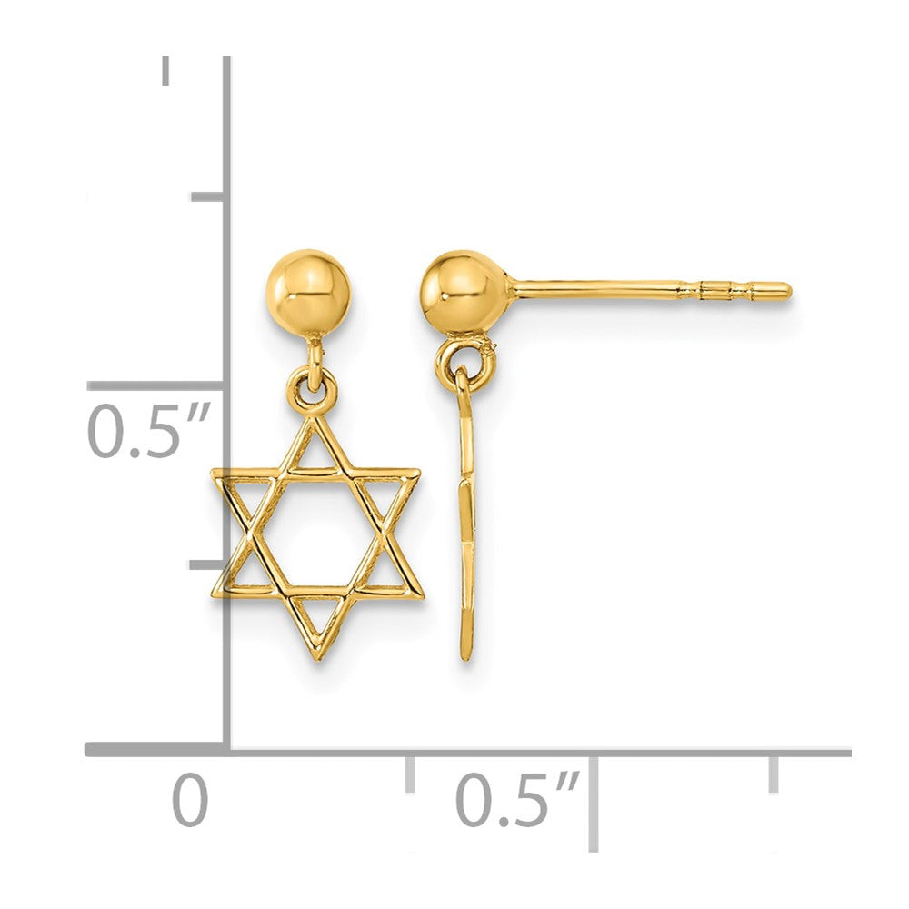 14K Polished Star of David Post Dangle Earrings