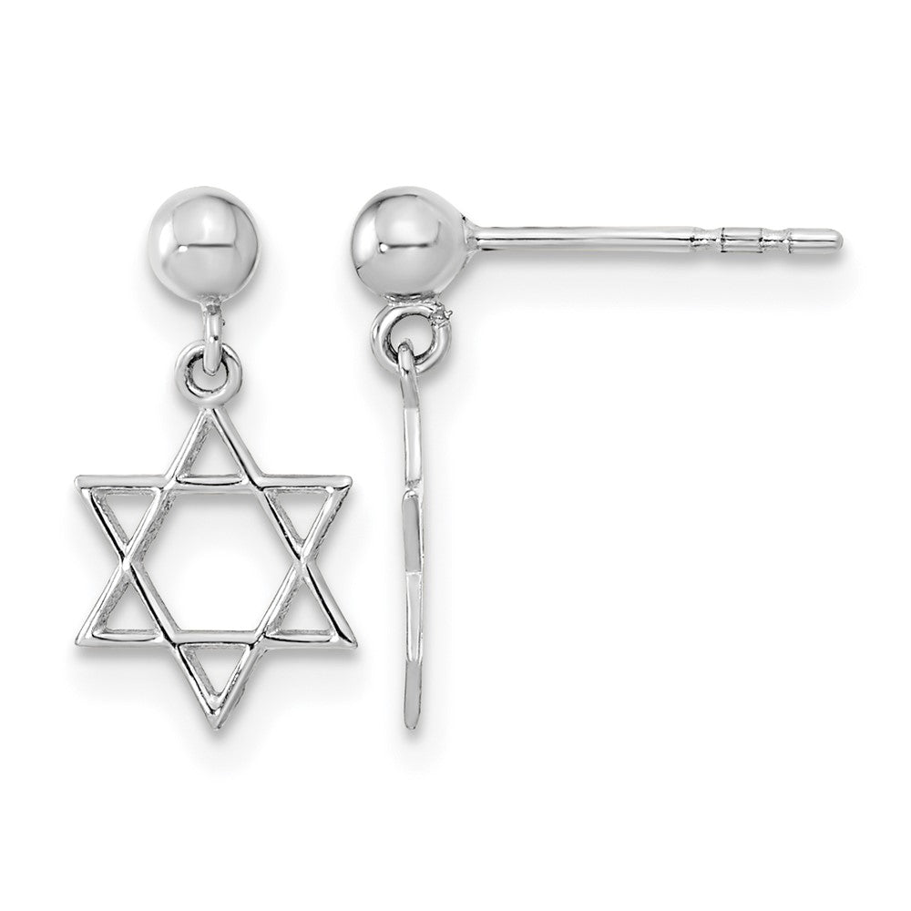 14KW Polished Star of David Post Dangle Earrings