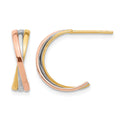 14K Twisted Tri-color Hoop Post Earrings