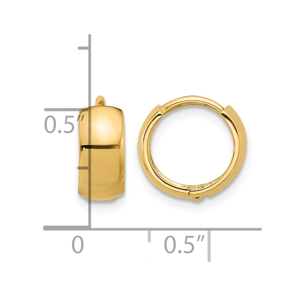 14k Polished 5mm Hinged Huggie Hoop Earrings