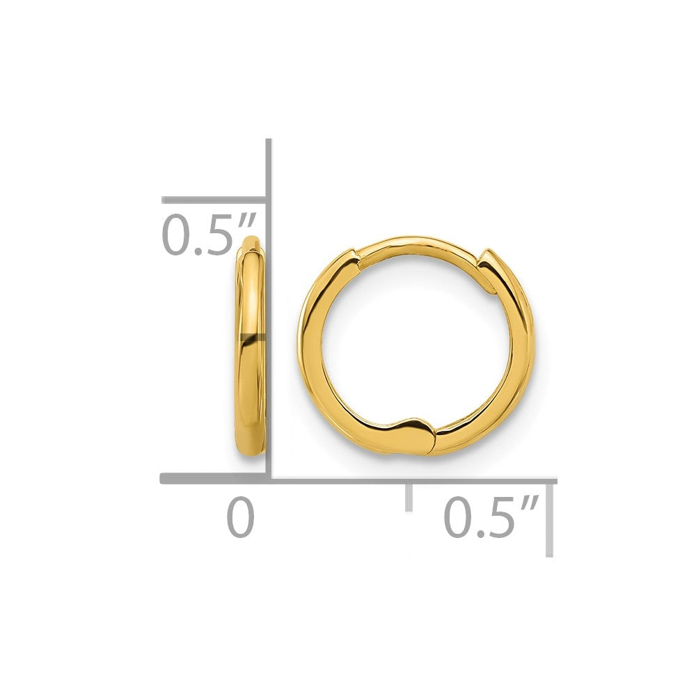 14k Polished 1.45x11mm Hinged Huggie Hoop Earrings