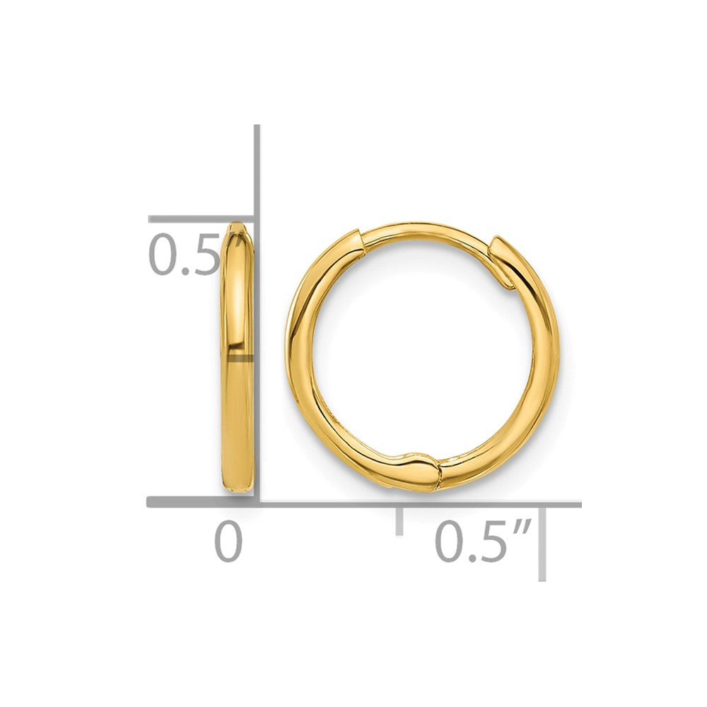 14k Polished 1.45x13mm Hinged Huggie Hoop Earrings