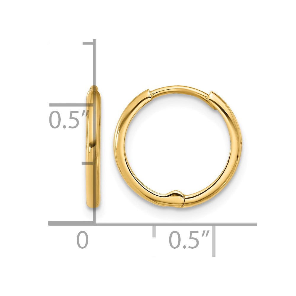14k Polished 1.45x14mm Hinged Huggie Hoop Earrings