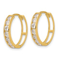 14k Polished CZ 4x18mm Huggie Hoop Earrings