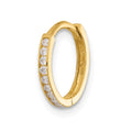 Single 14k Polished CZ and D/C 1.5mm Huggie Hoop Earring