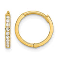 14k Polished CZ and D/C 1.5mm Huggie Hoop Earrings