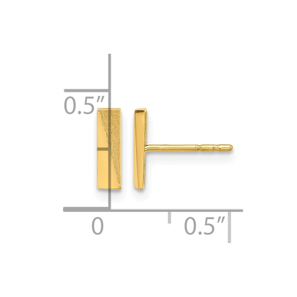 14K Polished and Satin Bar Post Earrings