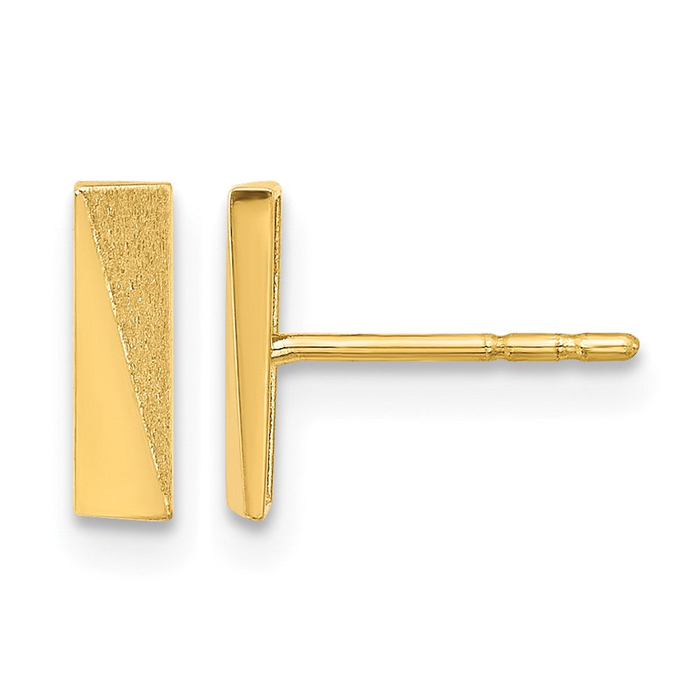 14K Polished and Satin Bar Post Earrings