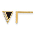 14K CZ Black Epoxy Triangle Post Earrings