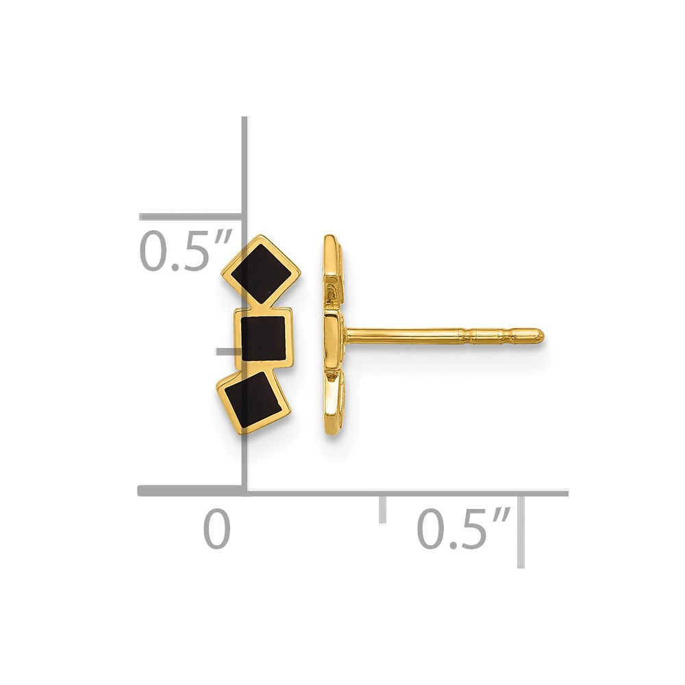 14K Black Epoxy Squares Post Earrings