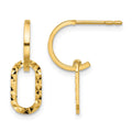 14K Polished and D/C J-Hoop Dangle Post Earrings