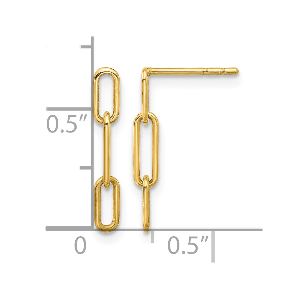14K Polished Open Link Post Dangle Earrings