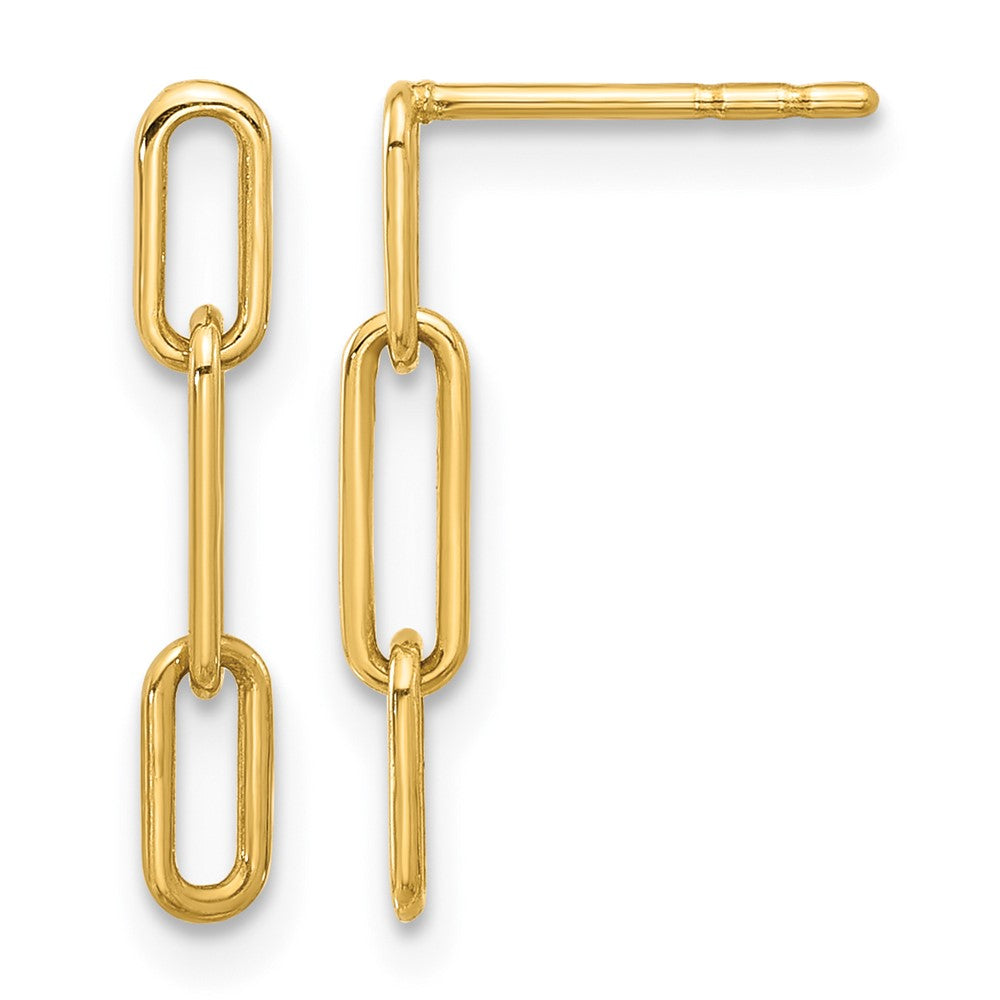 14K Polished Open Link Post Dangle Earrings