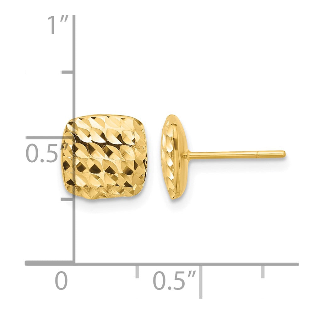 14K Diamond Cut Square Post Earrings