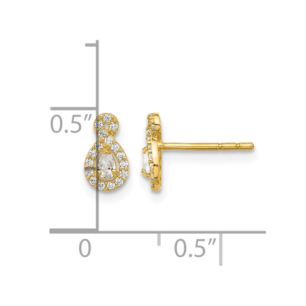 14K Polished CZ Infinity Post Earrings