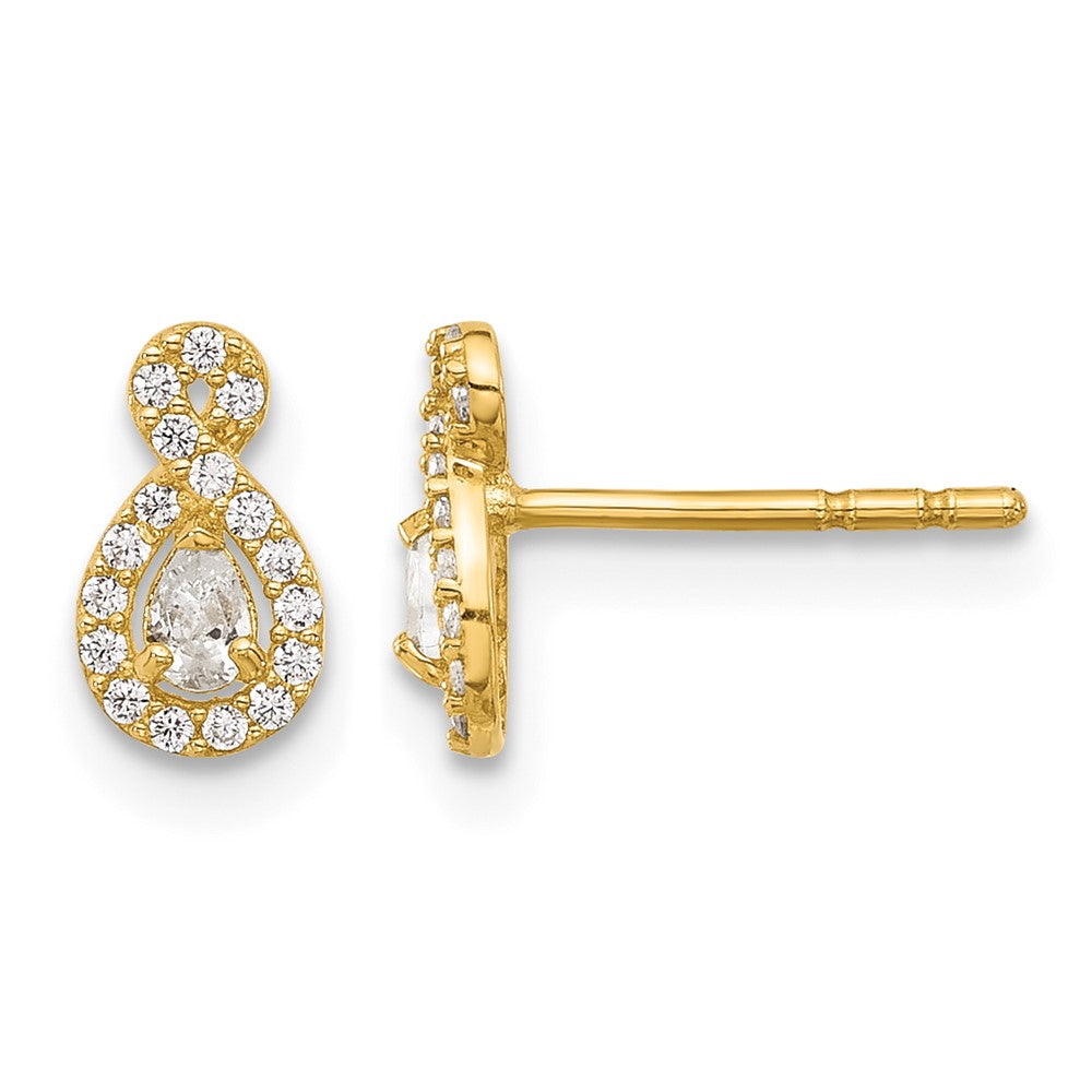 14K Polished CZ Infinity Post Earrings