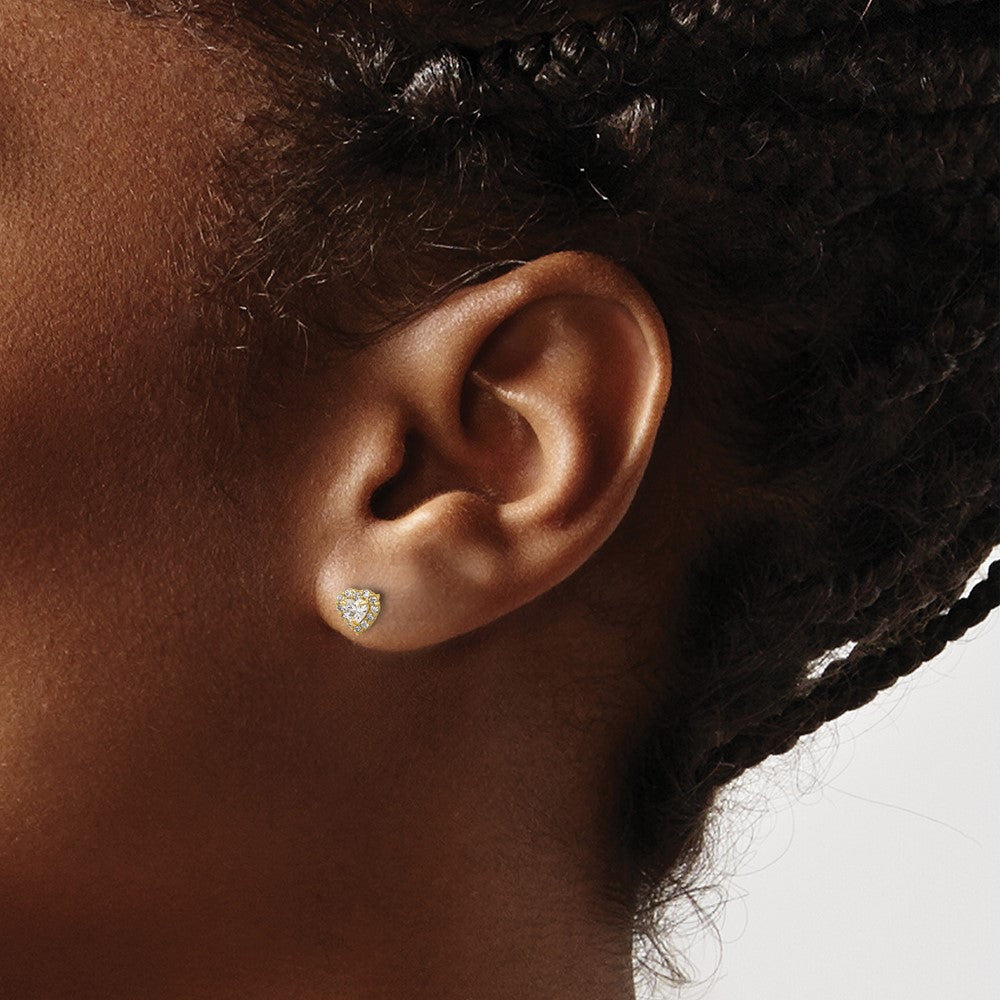 14k CZ Heart Post Earrings
