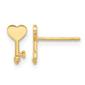 14K Polished Heart Key Post Earrings