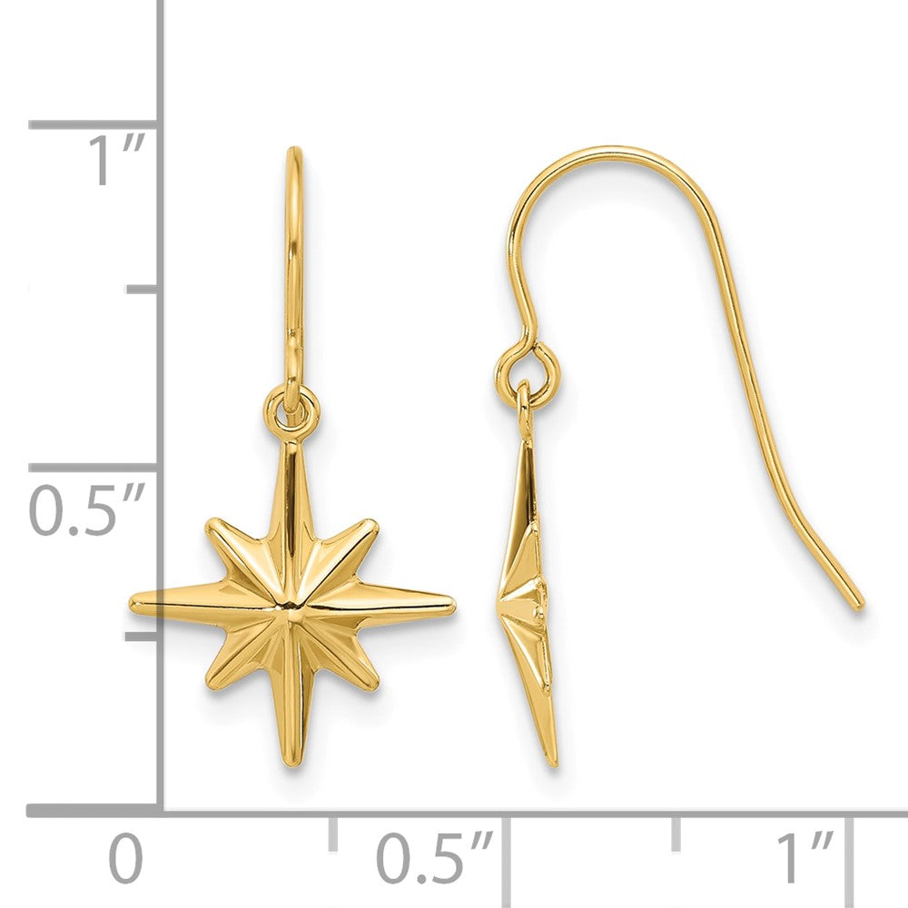 14K Dangle Star Earrings