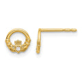 14K CZ Claddagh Post Earrings