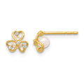 14K CZ and Freshwater Cultured Pearl Post Earrings