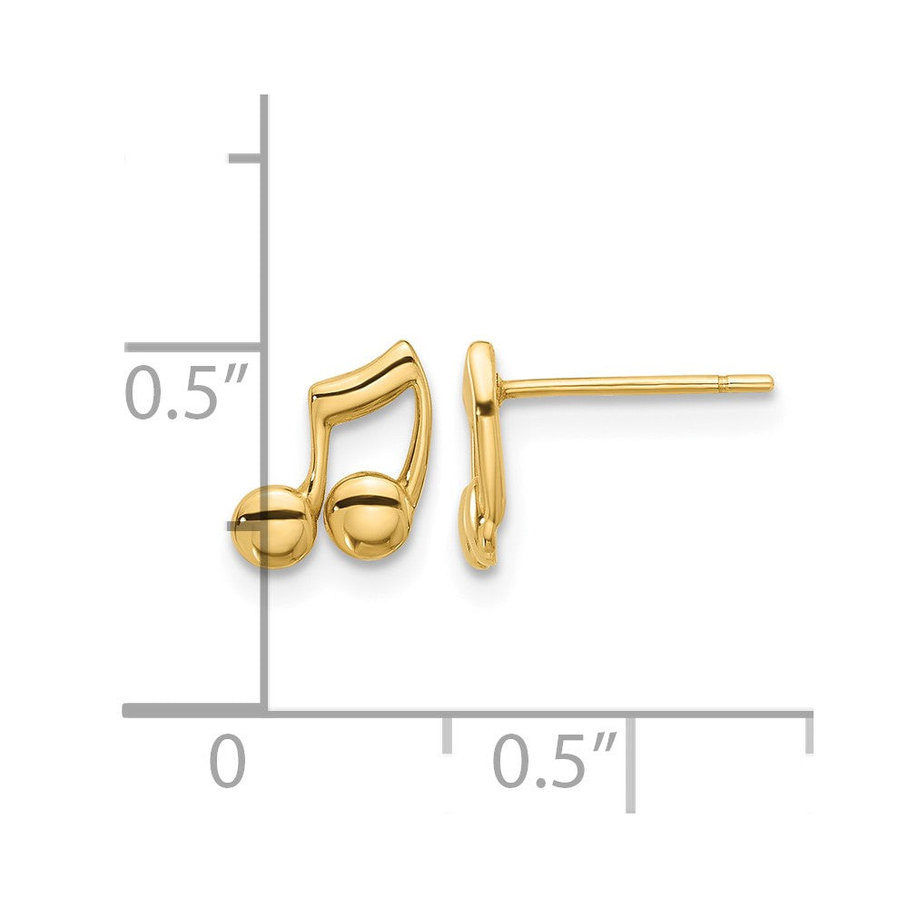14K Polished Music Notes Post Earrings