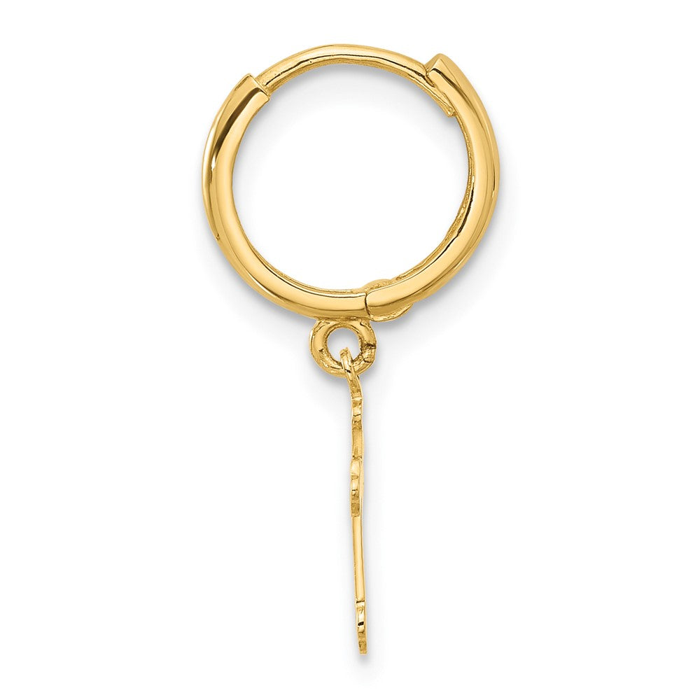 Single 14K Hinged Dangle Cross Hoop Earring