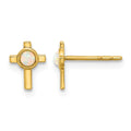 14K Created Opal Cross Post Earrings