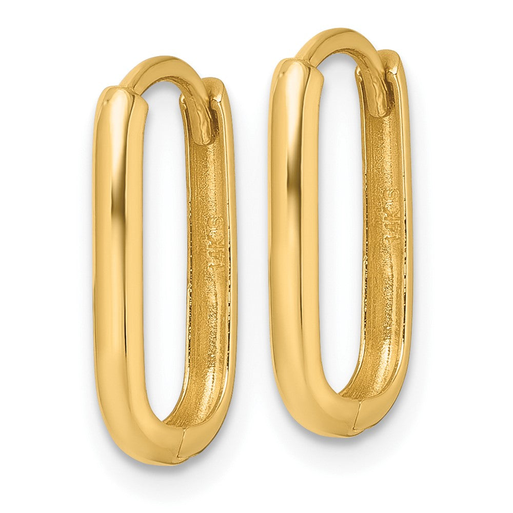 14K Polished Oval Hinged Hoop Earrings