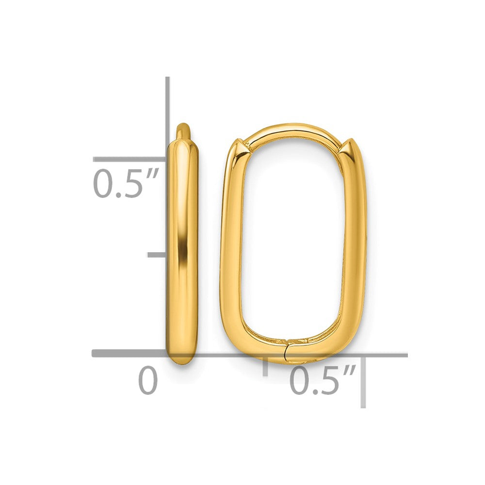 14K Polished Oval Hinged Hoop Earrings