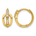 14k Polished Fancy CZ Hinged Round Hoop Earrings