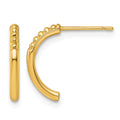 14k Polished and Beaded Post J-Hoop Earrings