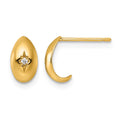 14k Polished CZ Star Post J-Hoop Earrings
