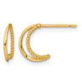 14k Polished and Twisted Post C-Hoop Earrings