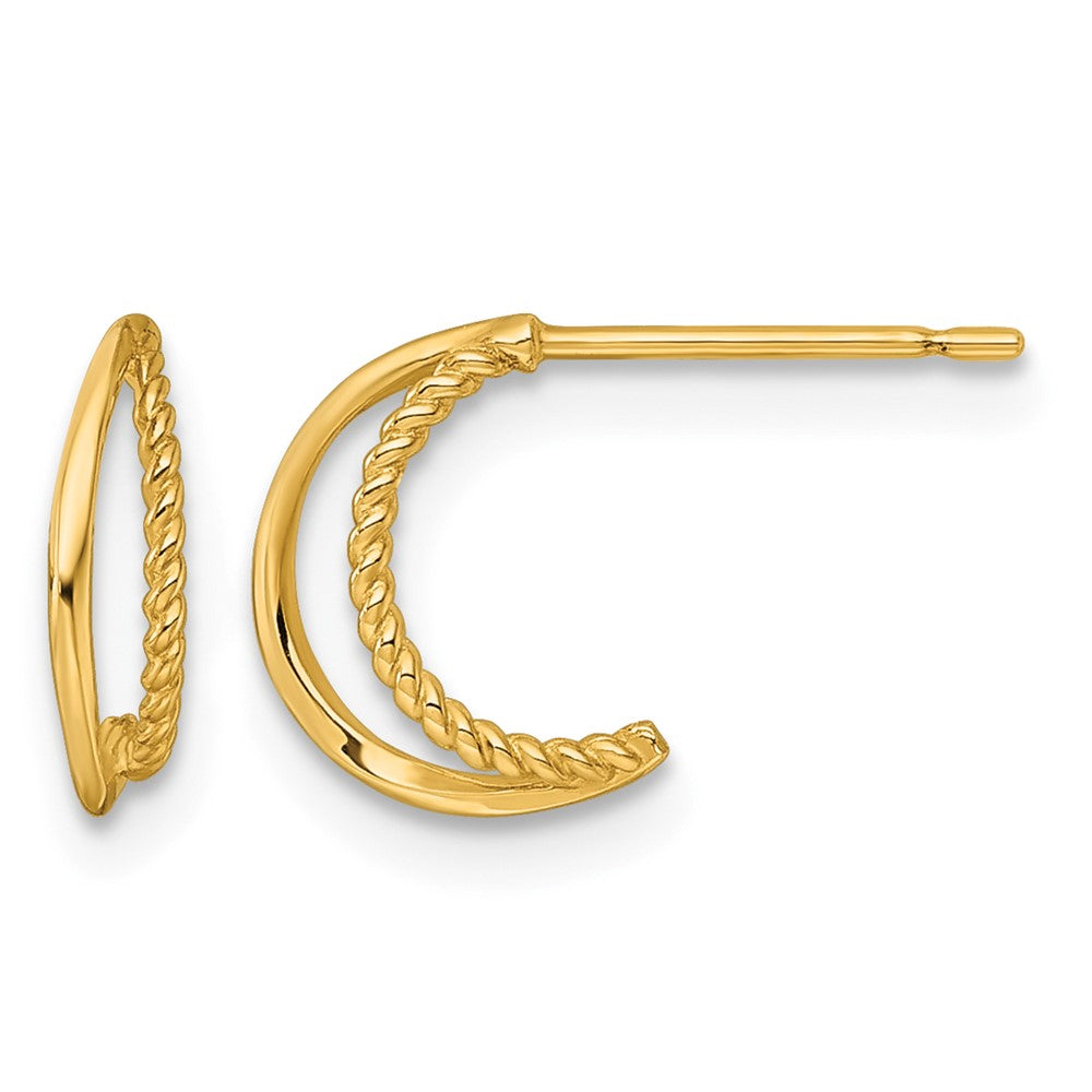 14k Polished and Twisted Post C-Hoop Earrings