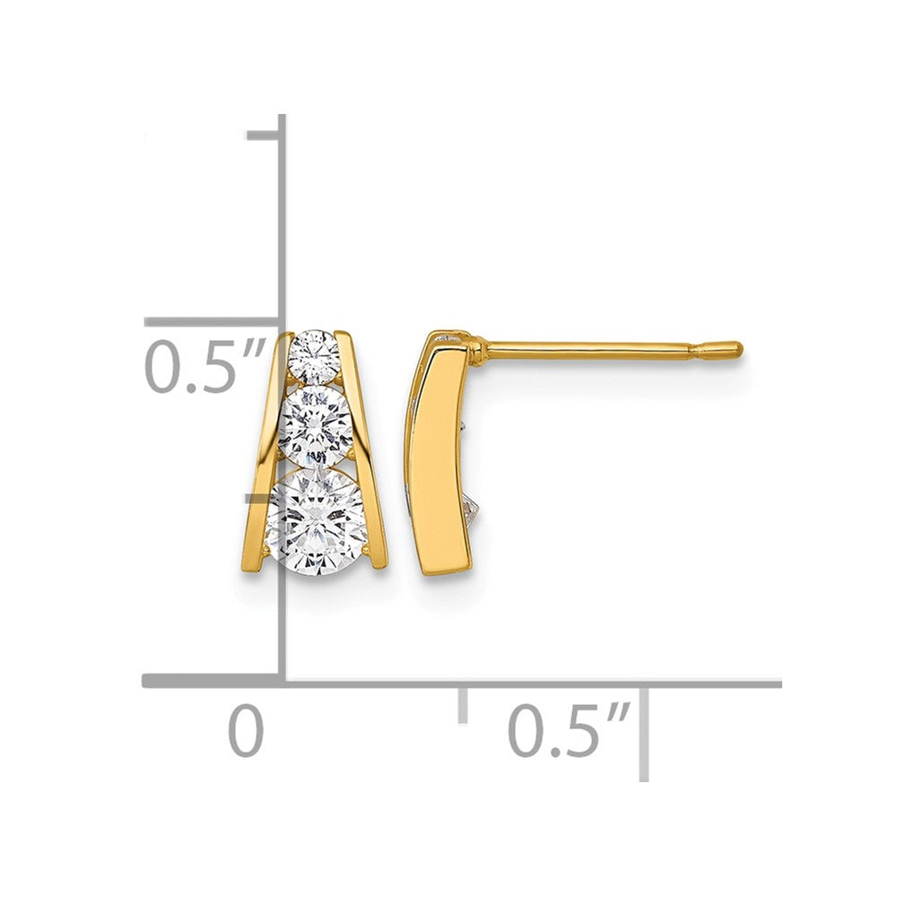 14k Polished Graduated CZ Post Earrings