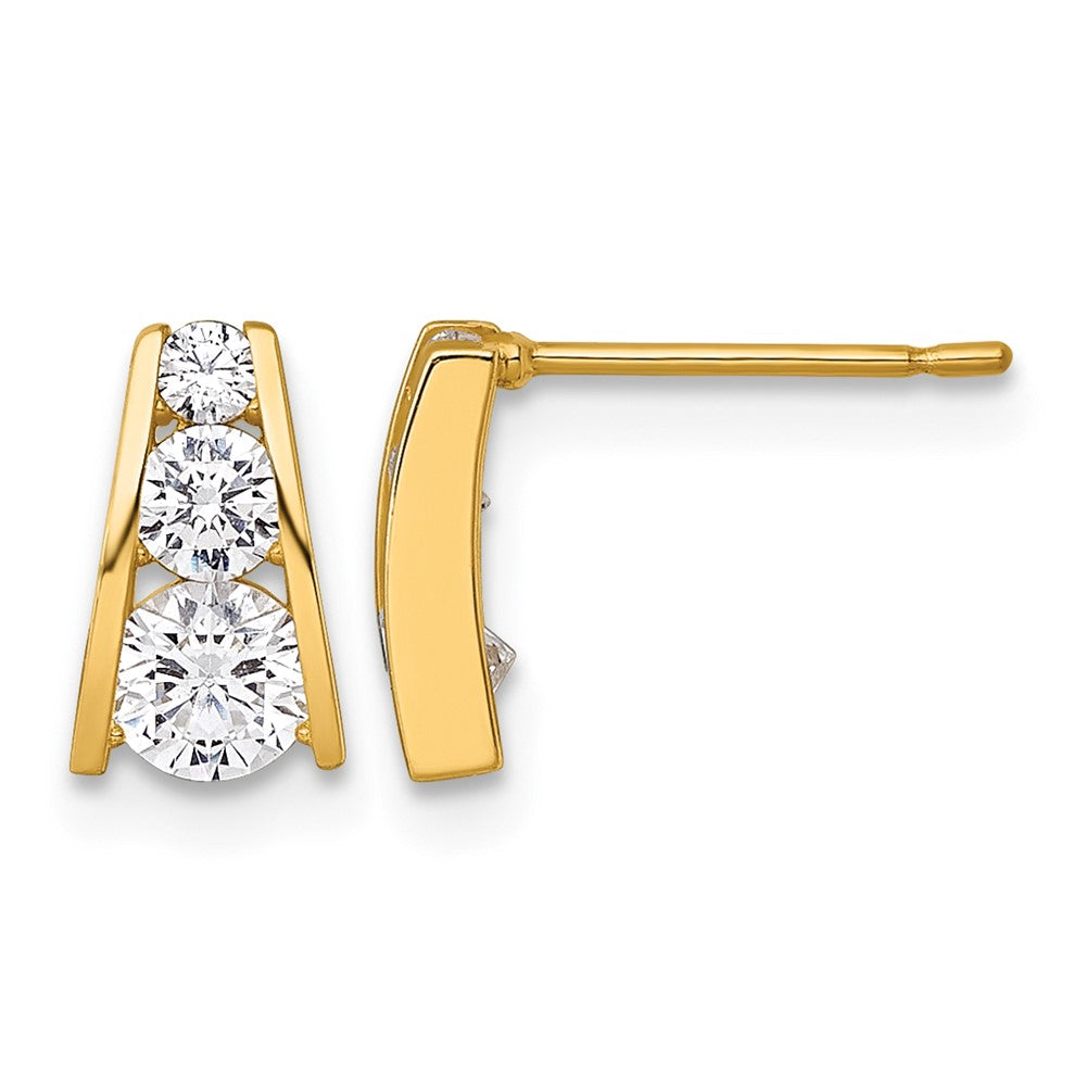 14k Polished Graduated CZ Post Earrings