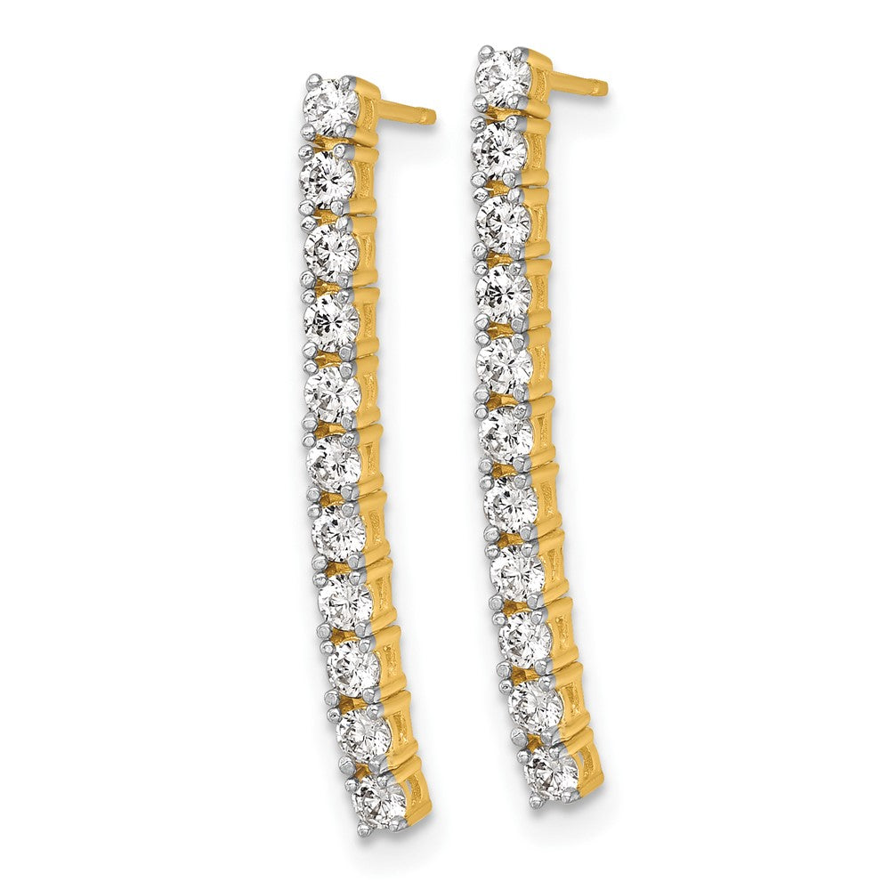14k Polished CZ Post Dangle Earrings