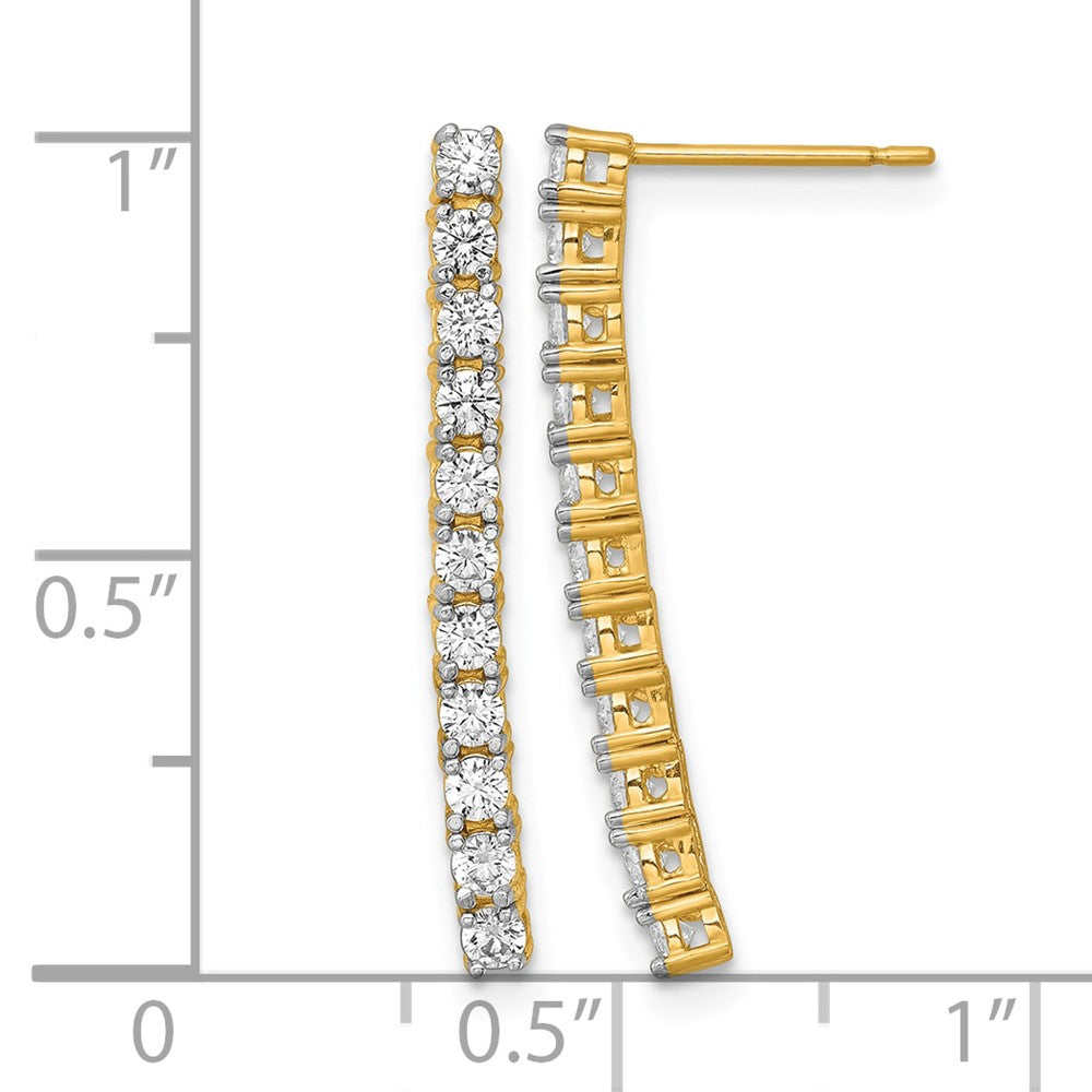 14k Polished CZ Post Dangle Earrings