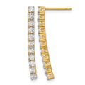 14k Polished CZ Post Dangle Earrings